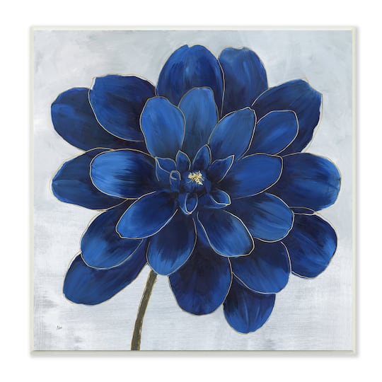Stupell Industries Modern Deep Blue Floral Carnation Flower Petal Outline,12&#x22; x 12&#x22;